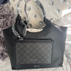 NEW WITH TAGS Black Nine West shoulder tote bag with matching wristlet wallet